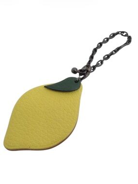 Hermès Lemon Charm Leather Fruit Bag Charm Keychain Yellow Green Hermes Paris
